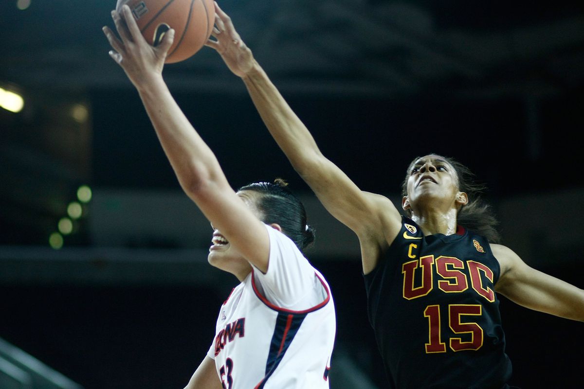 USC Trojans guard Briana Gilbreath has consistently been one of the best defenders in the conference formerly called the Pac-10. But how strong is she as a WNBA Draft prospect? <em>Photo by Craig Bennett/112575 Media/</em>