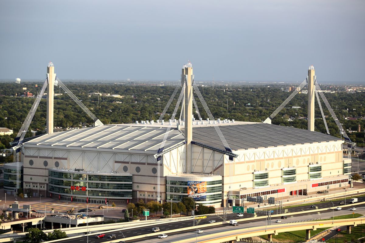 A general view of the exterior of the Alamodome on October 11, 2017 in San Antonio, Texas.