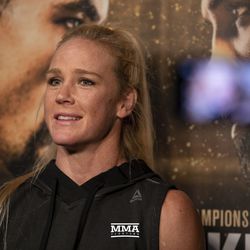 Holly Holm answers questions at UFC 225 open workouts.