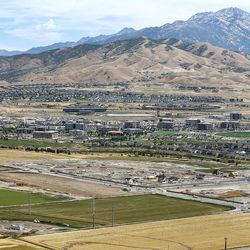 The area around the Point of the Mountain, looking northeast in Lehi, is pictured on Thursday, July 20, 2017.