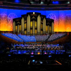 The Tabernacle Choir performs during the annual Pioneer Day concert Friday, July 18, 2014, in Salt Lake City at the Conference Center.