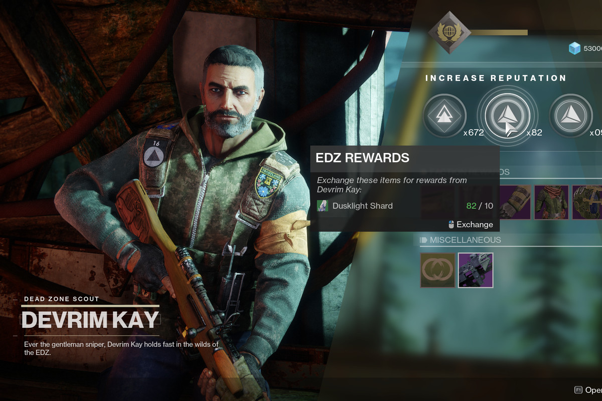 Destiny 2 - buying EDZ rewards from Devrim Kay