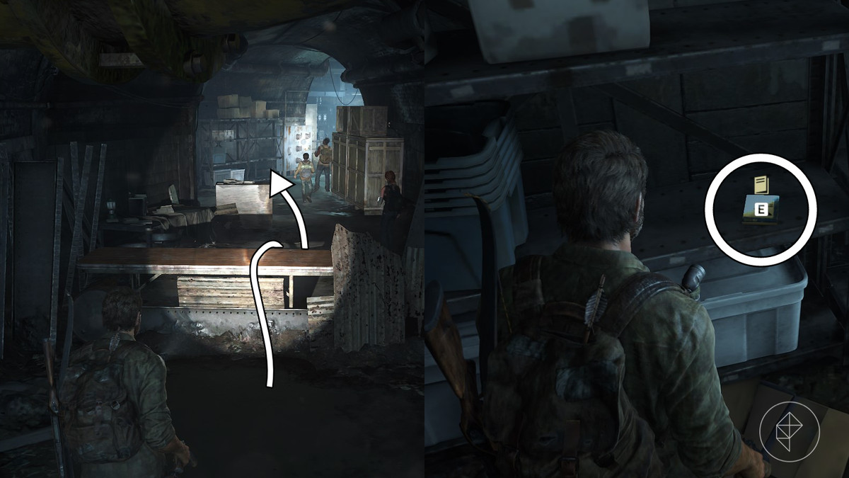 Bomb Containment Training Manual location in the The Sewers section of the The Suburbs chapter in The Last of Us Part 1