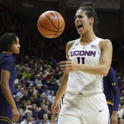 The UConn Huskies take on the California Golden Bears in a women's college basketball game at Gampel Pavilion in Storrs, CT on November 17, 2017.