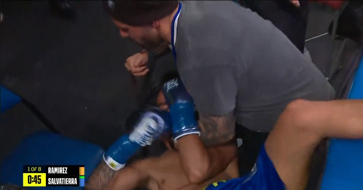 Video: Ringside photographer saves brutally KO’d boxer from worse fall