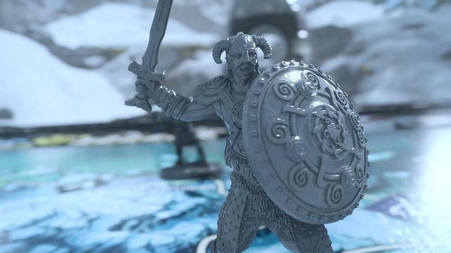 A render of the plastic miniature representing the Nord character from Skyrim - The Adventure Game.