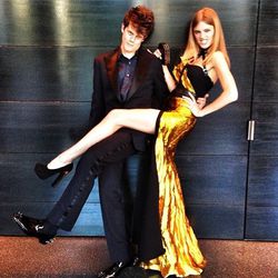 Wes Gordon and Constance Jablonski, via <a href= "http://instagram.com/p/Y_IaOapuNm/">@Bergdorfs</a>. Jablonski said that she's sporting a mohawk for the post-ball festivities.