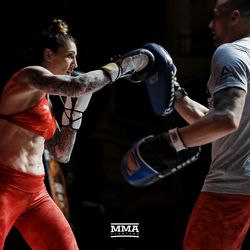 Megan Anderson shows off her striking at UFC 225 workouts.