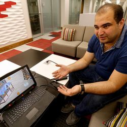 Ahmad Alsaleem, a doctoral computing student, talks about a video game he co-created that can diagnose lazy eye during an interview at the Spencer Eccles Health Sciences Library in Salt Lake City on Tuesday, Aug. 16, 2016.