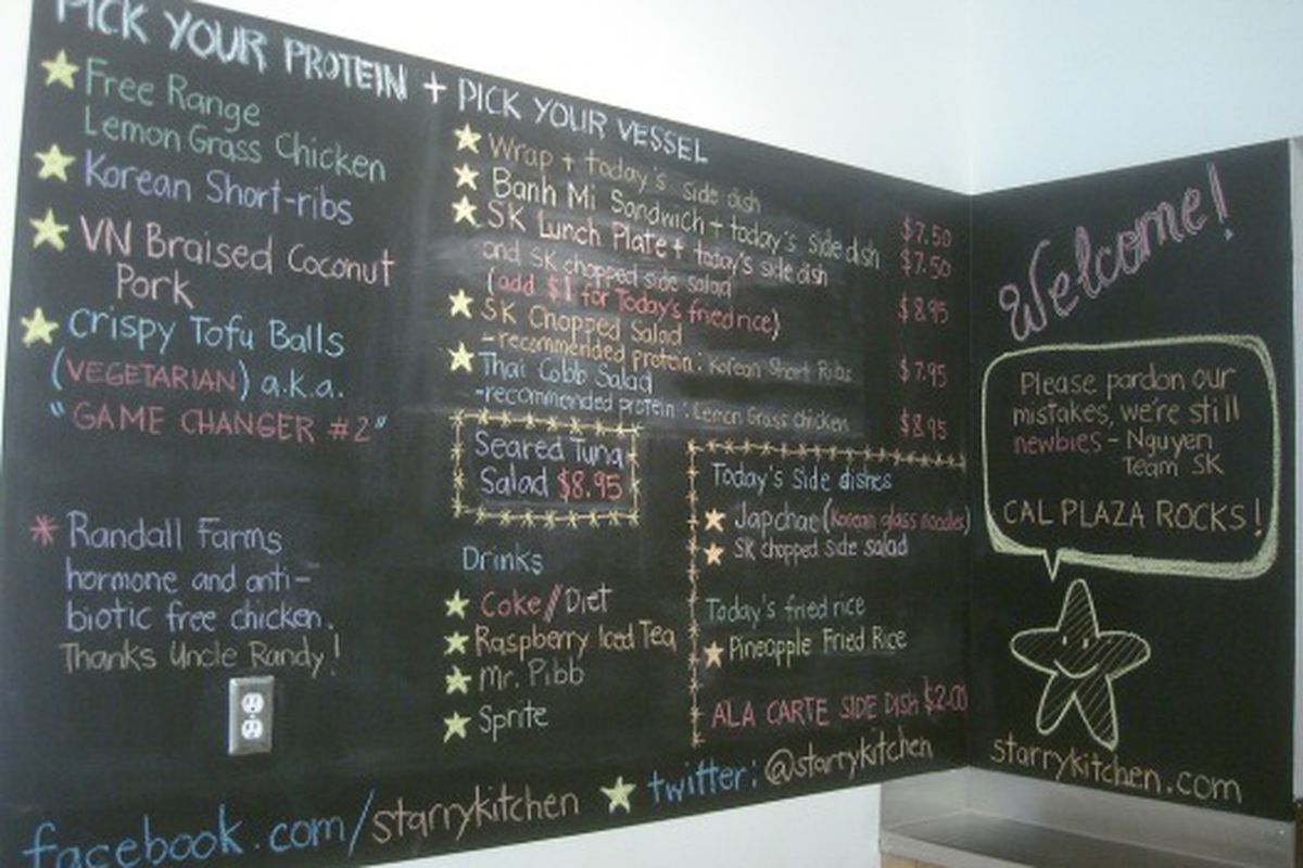 Starry Kitchen menu, downtown. 