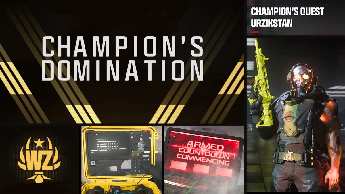A Operator holds up a gun for the Champion’s Domination in Modern Warfare 3
