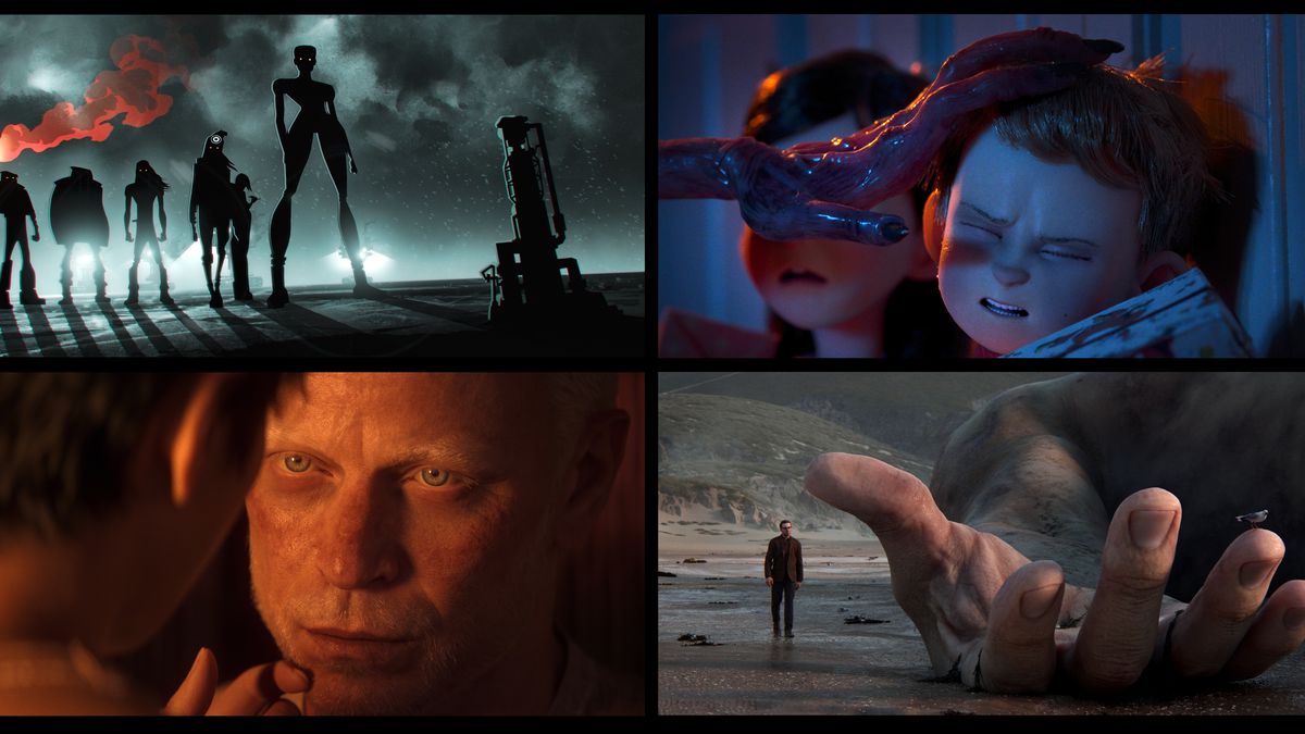 four screenshots of love death and robots