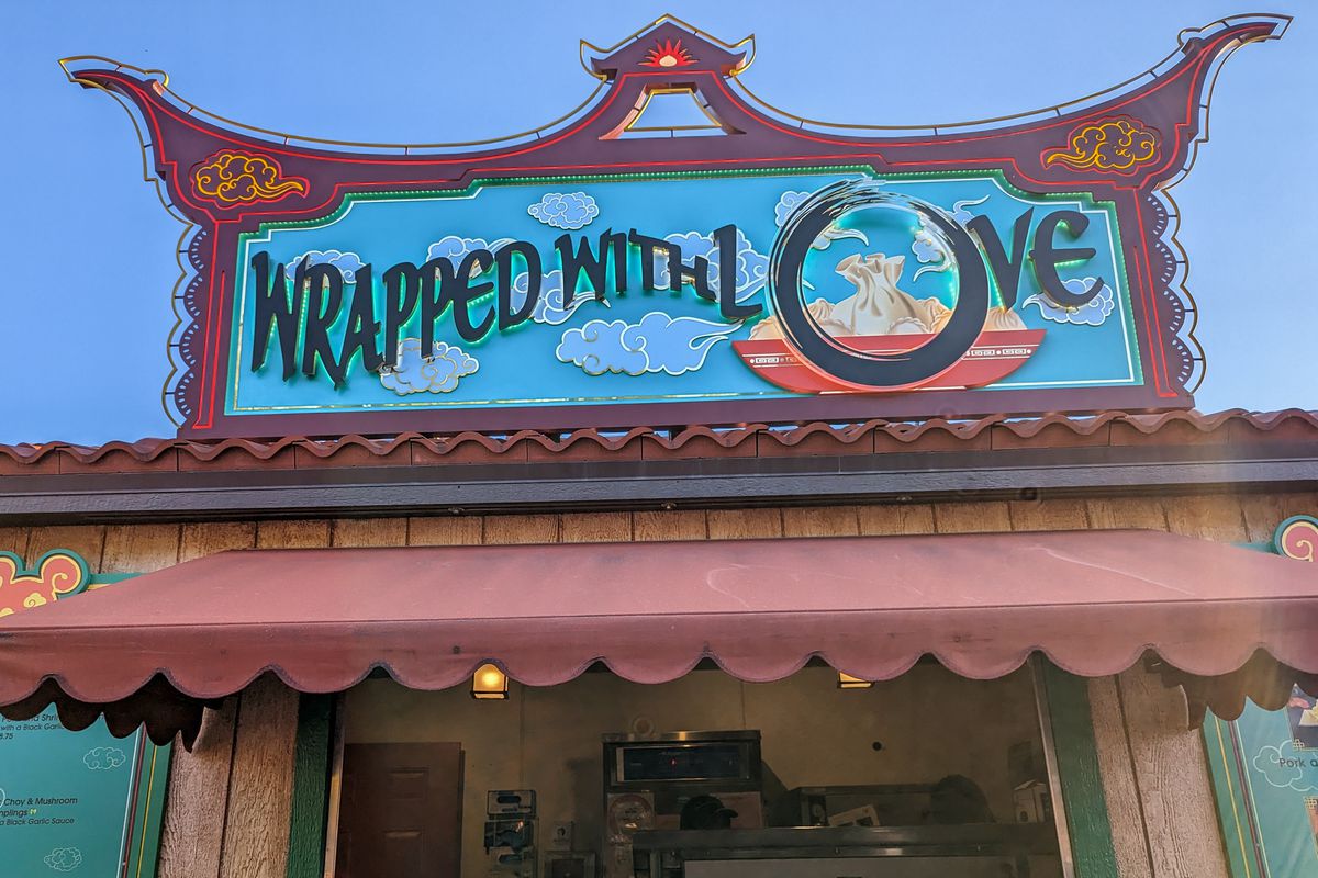 Wrapped with Love kiosk at Disney California Adventure.