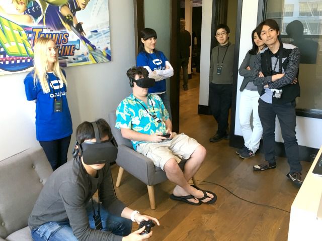  Luckey beat Kobayashi at VR Tennis during Oculus's gaming demo day.