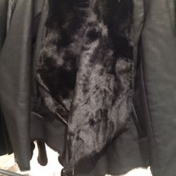 Furry leather jacket, $295