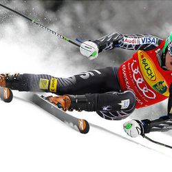 U.S. skier Ted Ligety goes 'Ligety-split' down the hill on his way to a 3rd-place finish in a World Cup giant slalom race last week in Slovenia.     