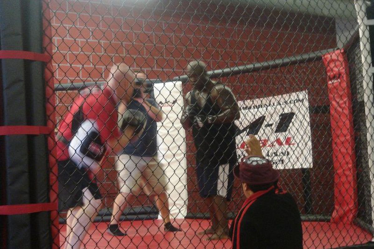 James Toney training in 4 oz. MMA gloves. Photo via M-1GlobalUSA.com