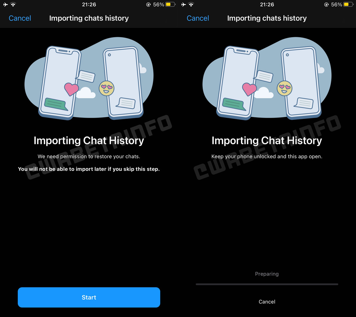 wa chat history android to ios