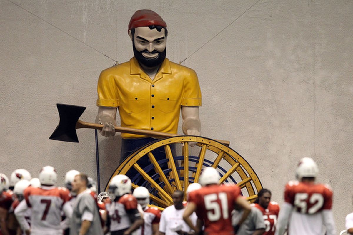The Arizona Cardinals will be hacked to tiny bits by the frightening looking lumberjack...and the Green Bay Packers in tonight's preseason game. 
