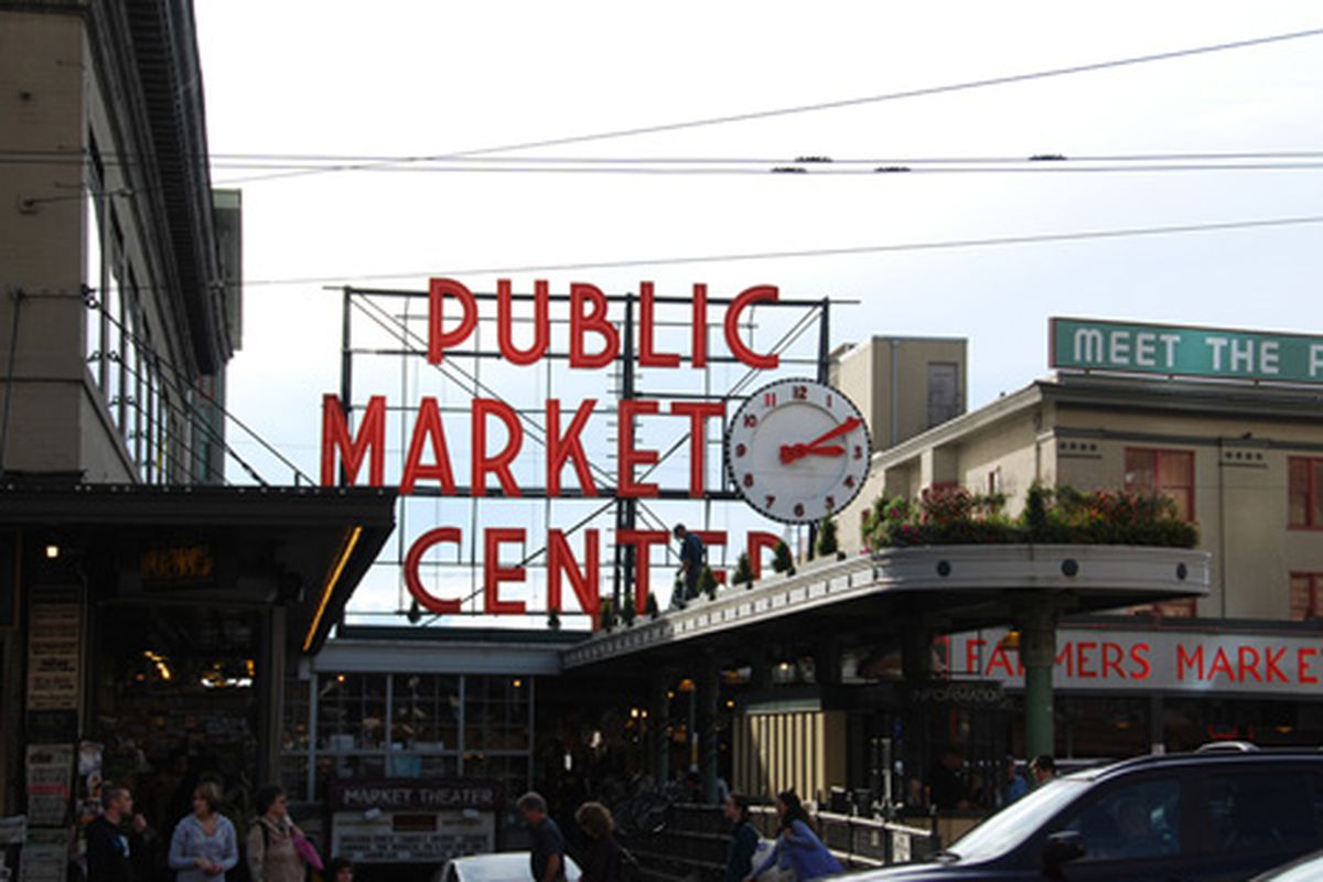 Seattle: Big Market Signs. 