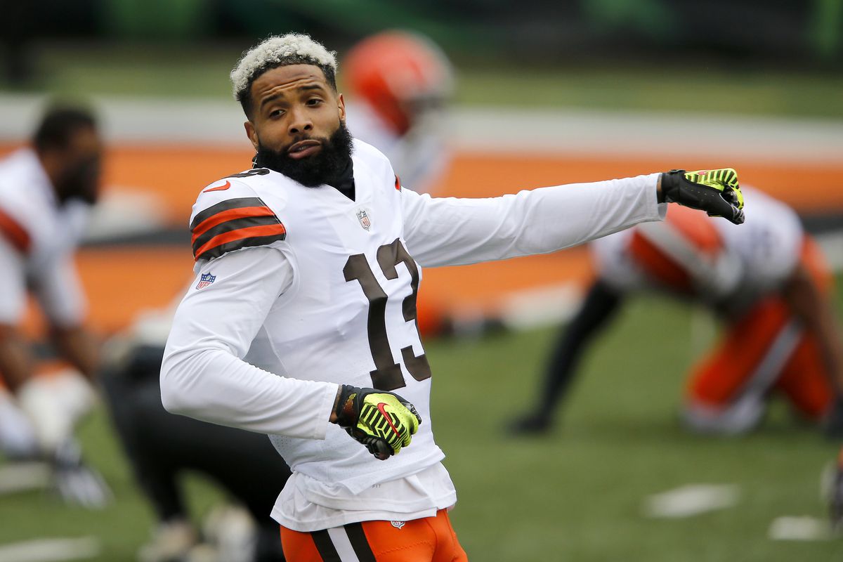 Cleveland Browns wide receiver Odell Beckham Jr. (13) warms up before the game between the Cincinnati Bengals and the Cleveland Browns at Paul Brown Stadium.