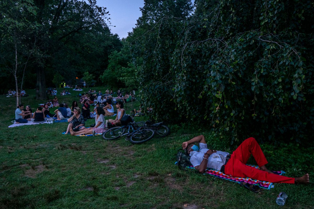 Brooklyn cools off in Prospect Park as a scorching summer day turned to night on July 19, 2020.