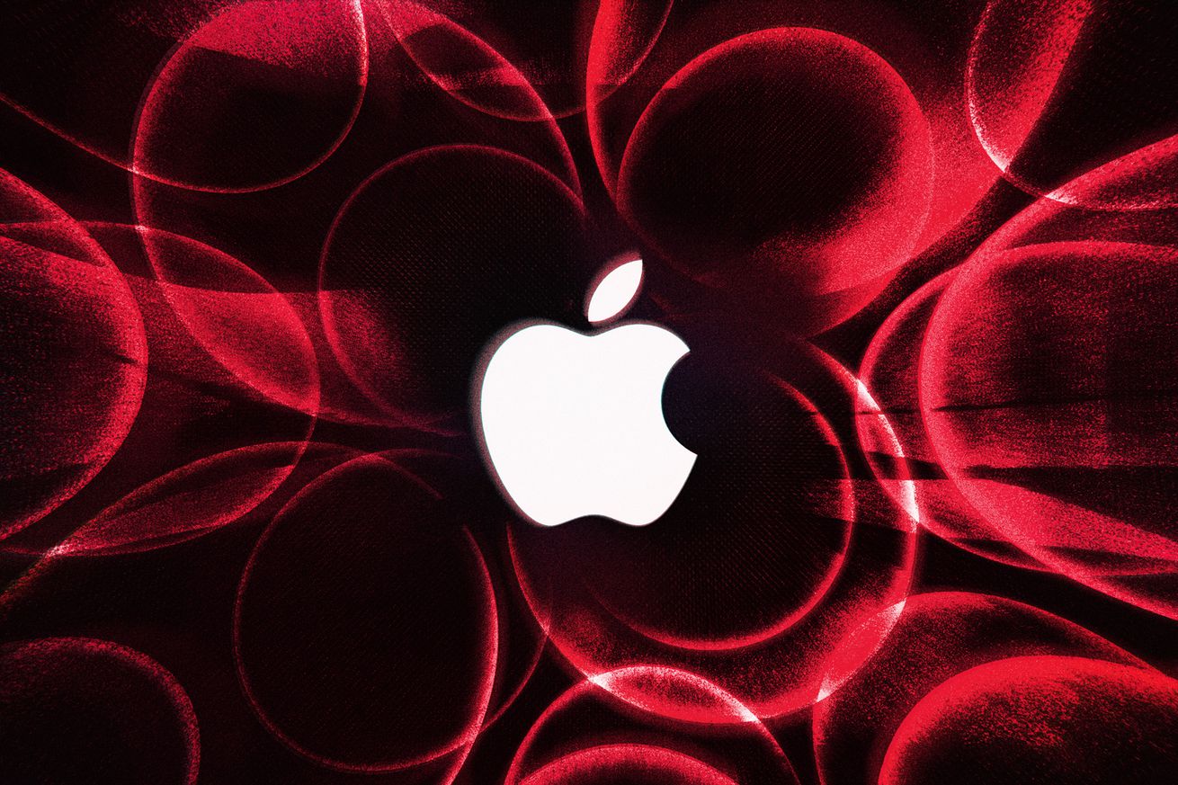 The Apple logo is shown in a photo illustration
