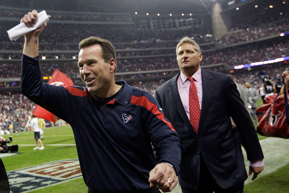 Gary Kubiak after the Texans' first ever playoff win in January of 2012.