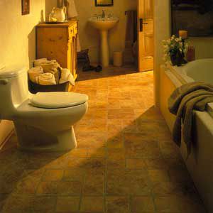 <p>Bathing Beauty: Formica's 24-in.-sq. Fired Earth tiles ($5 per square foot) carry a 15-year water-damage warranty.</p>
