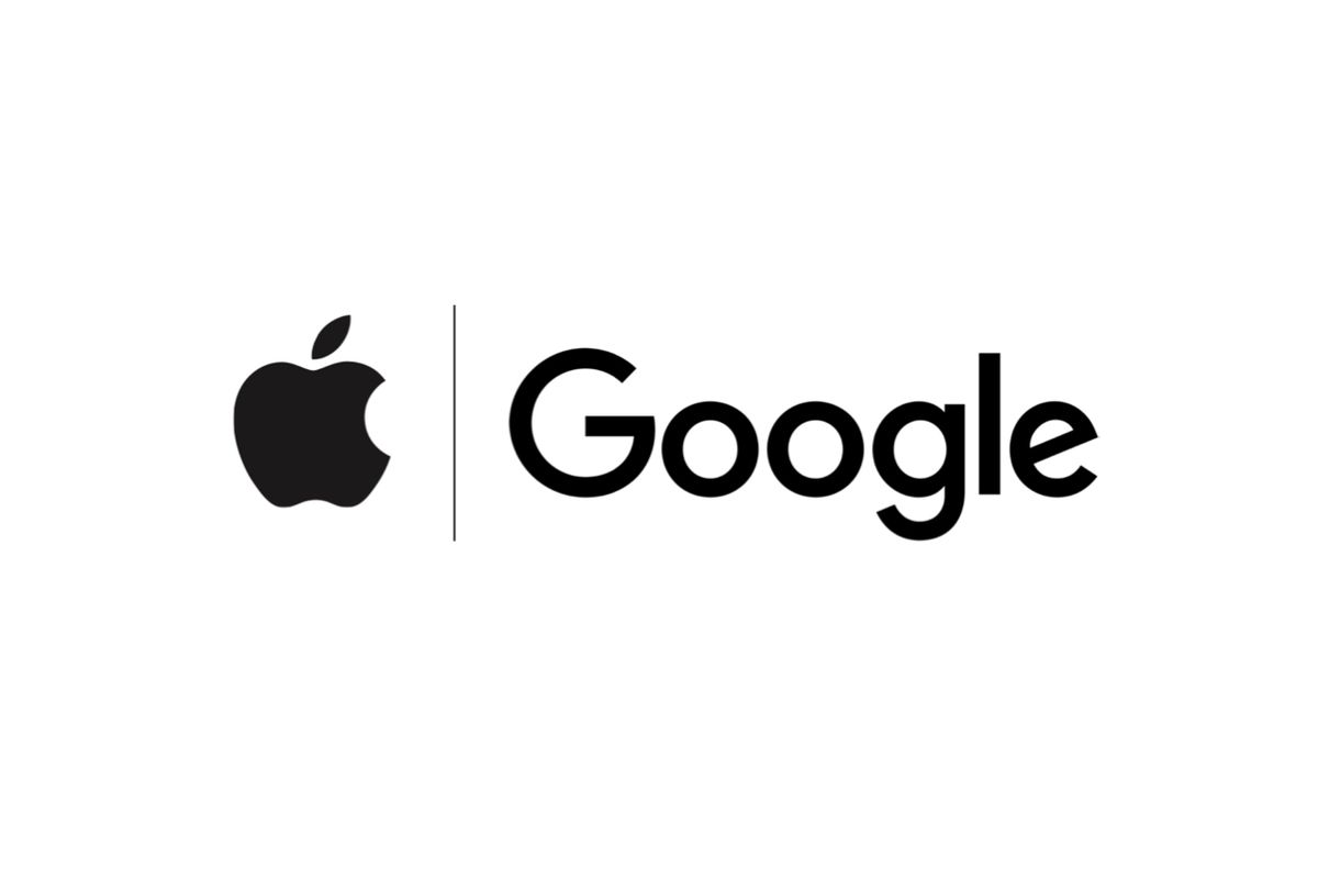 The Apple and Google logos together