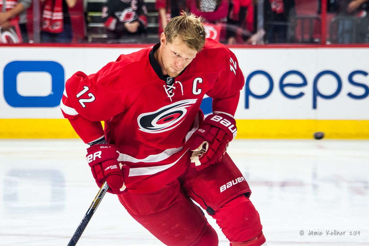 Captain Eric Staal has goals in each of his last two games and points in three straight.