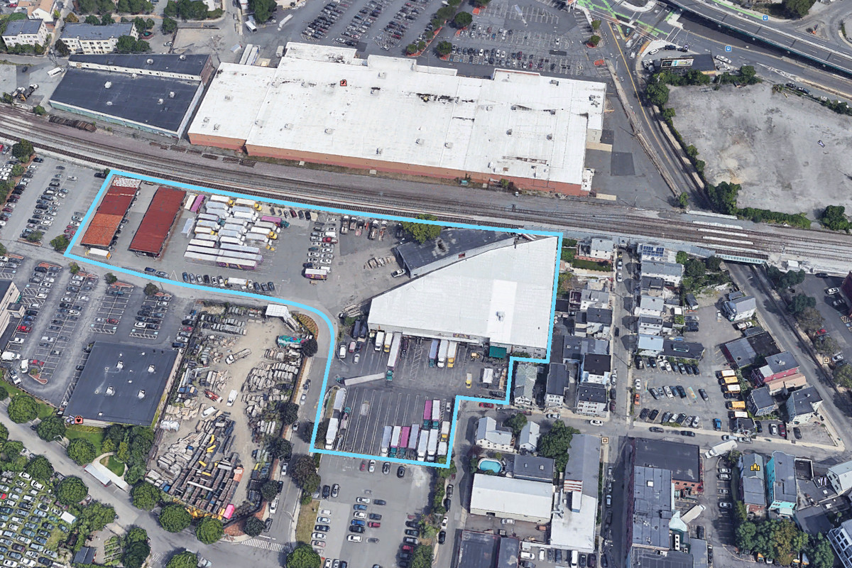 Aerial photo of a development footprint in Somerville. 