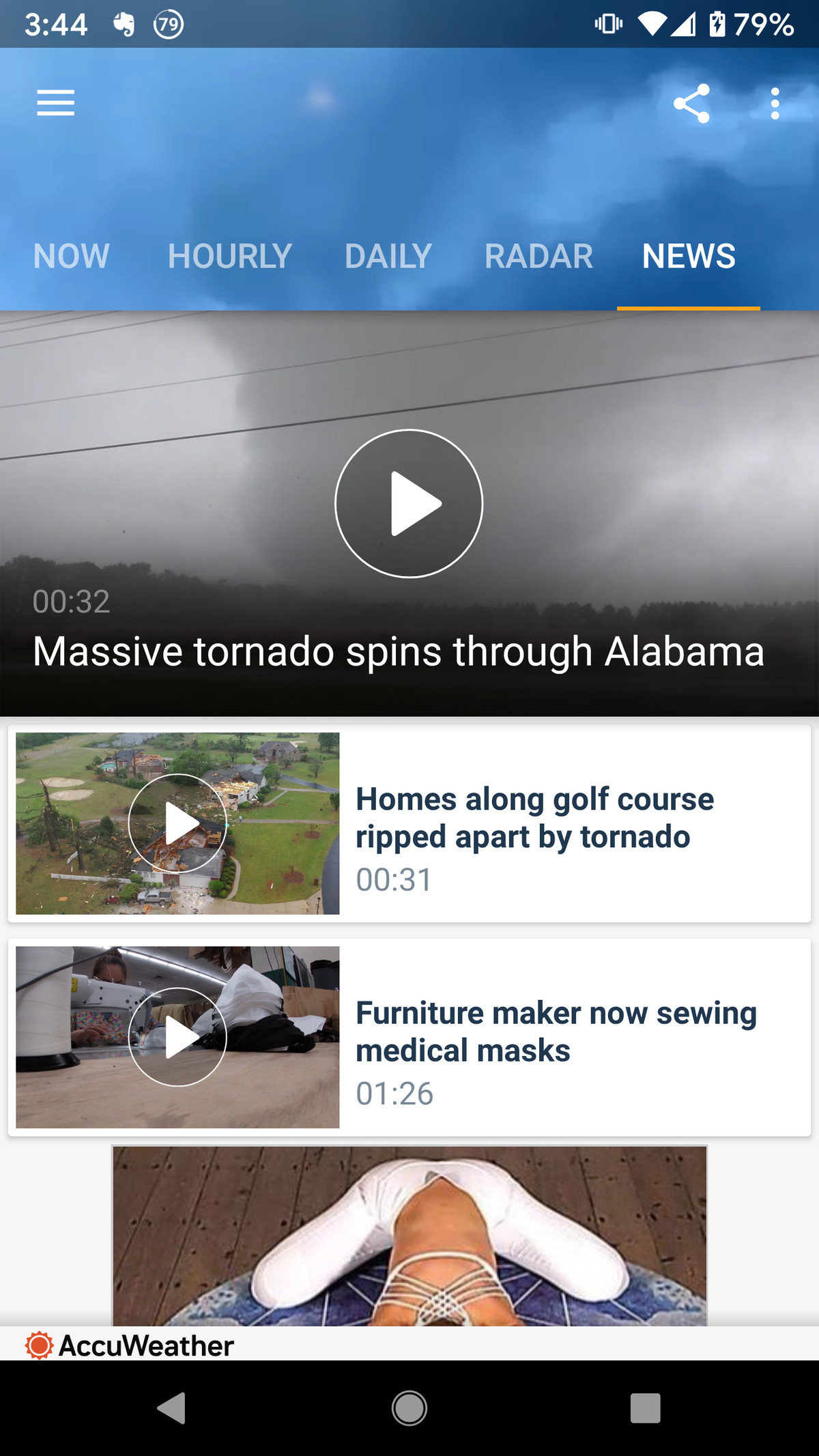 A news section offers videos on the latest weather-related disasters.