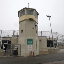 A watchtower is seen at the Wasatch facility during a media tour Thursday, Feb. 26, 2015, at the Utah State Prison in Draper. Gov. Gary Herbert said Thursday that he's opposed to the idea of allowing a state commission to pick a location to build a new prison instead of leaving the decision with the Legislature. 