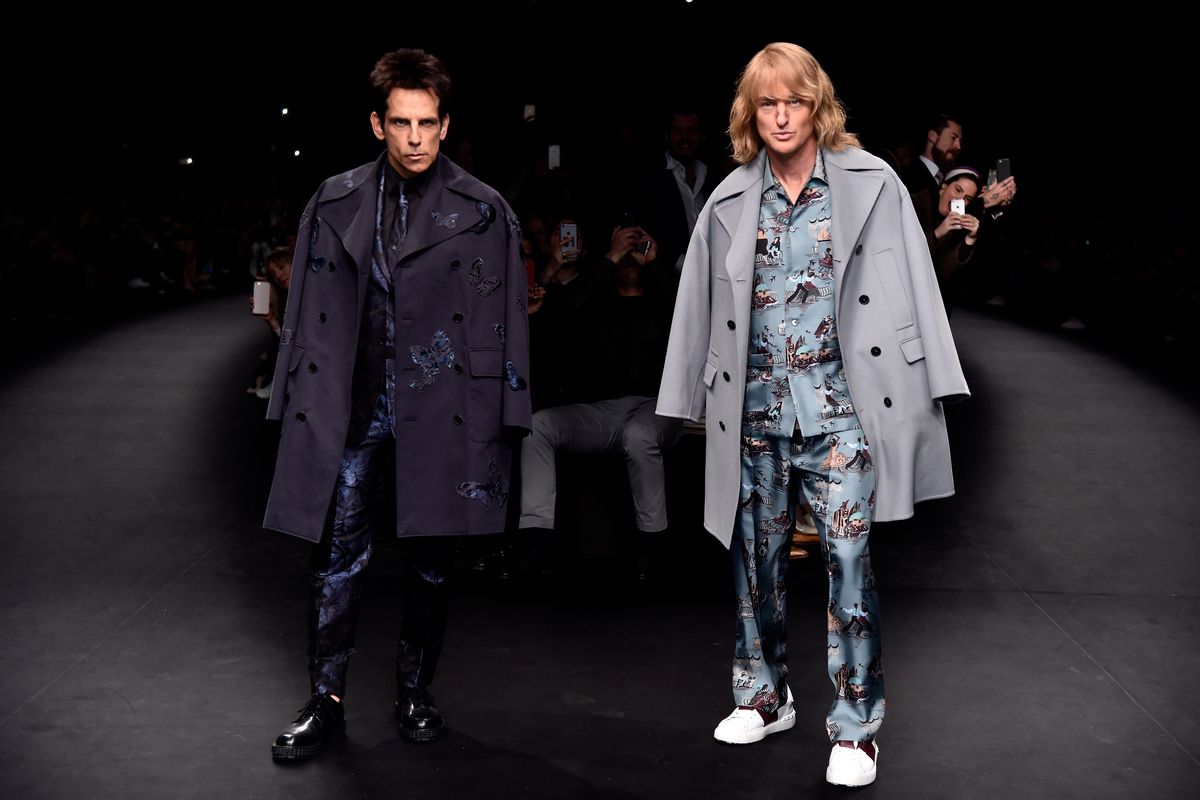 Ben Stiller and Owen Wilson pose as Derek and Hansel at Paris Fashion Week.