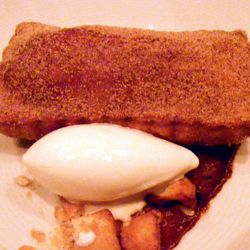 Fried apple pie with miso butterscotch and sour cream ice cream from Momofuku Ko's Fifth Anniversary Celebration by <a href="http://www.flickr.com/photos/37619222@N04/8587594175/in/pool-eater/">The Food Doc</a>