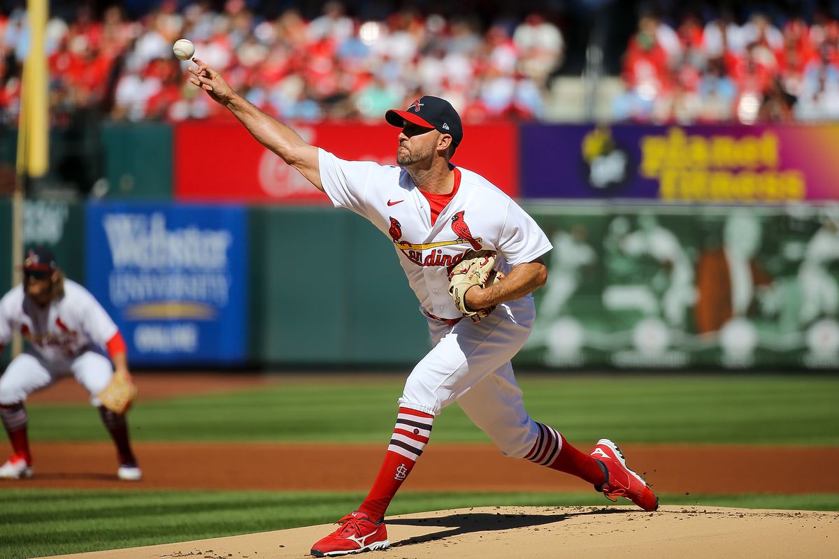 Starter Adam Wainwright #50 of the St. Louis Cardinals delivers a pitch during the first inning against the Pittsburgh Pirates at Busch Stadium on October 2, 2022 in St. Louis, Missouri.