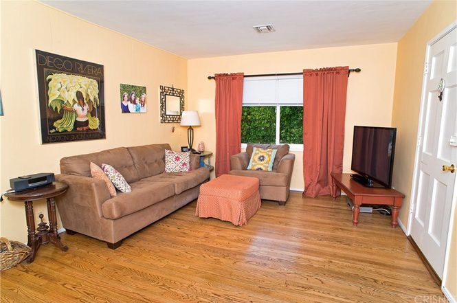 Living room with hardwood floor