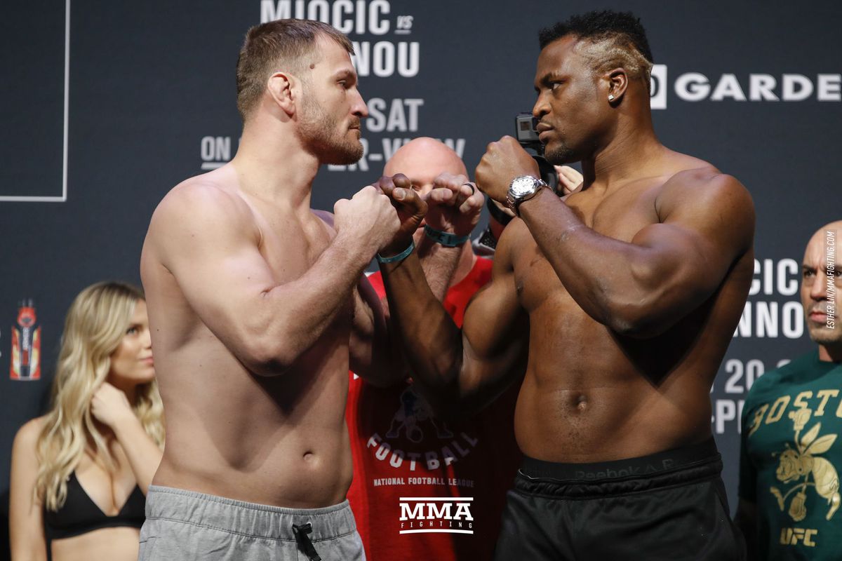 Stipe Miocic and Francis Ngannou at UFC 260