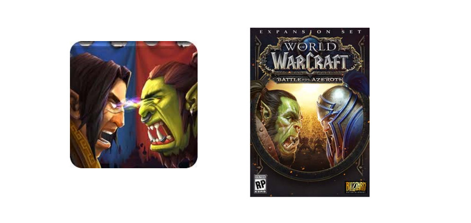 A comparison of the Glorious Saga logo and the Battle for Azeroth cover from the lawsuit