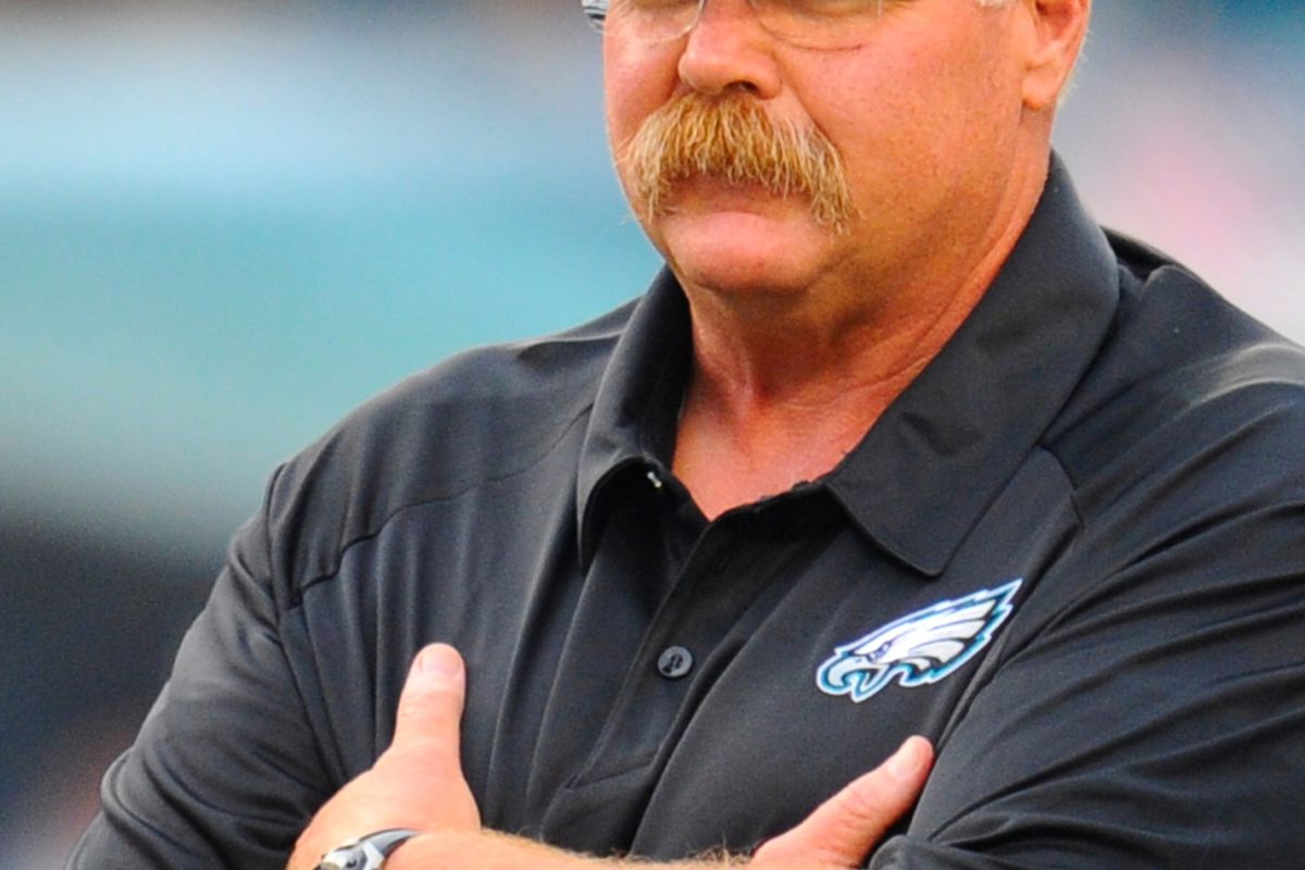 August 9, 2012; Philadelphia, PA, USA; Philadelphia Eagles head coach Andy Reid shown on the field prior to the game against the Pittsburgh Steelers at Lincoln Financial Field. Mandatory Credit: Dale Zanine-US PRESSWIRE