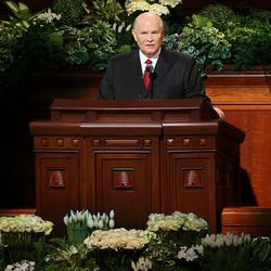 Elder Dale G. Renlund of the LDS Church’s Quorum of the Twelve speaks in the Conference Center in Salt Lake City during the morning session of the LDS Church’s 187th Annual General Conference on Saturday, April 1, 2017.