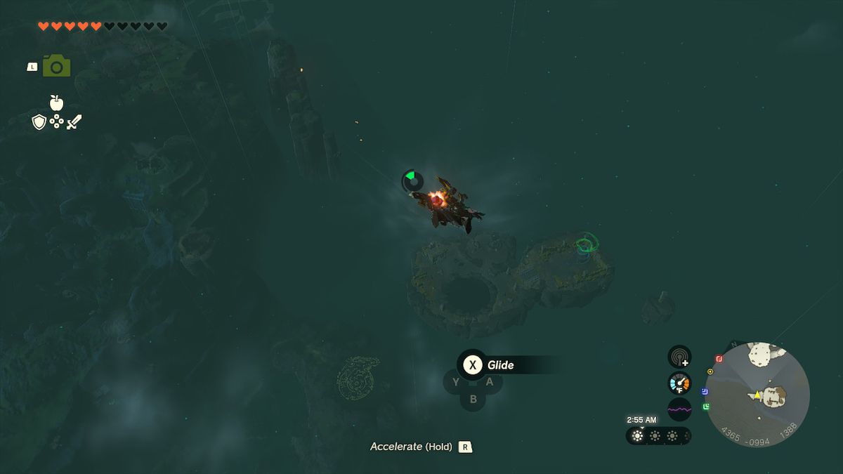 Link skydives from the lowest point on Valor Island in Zelda: Tears of the Kingdom