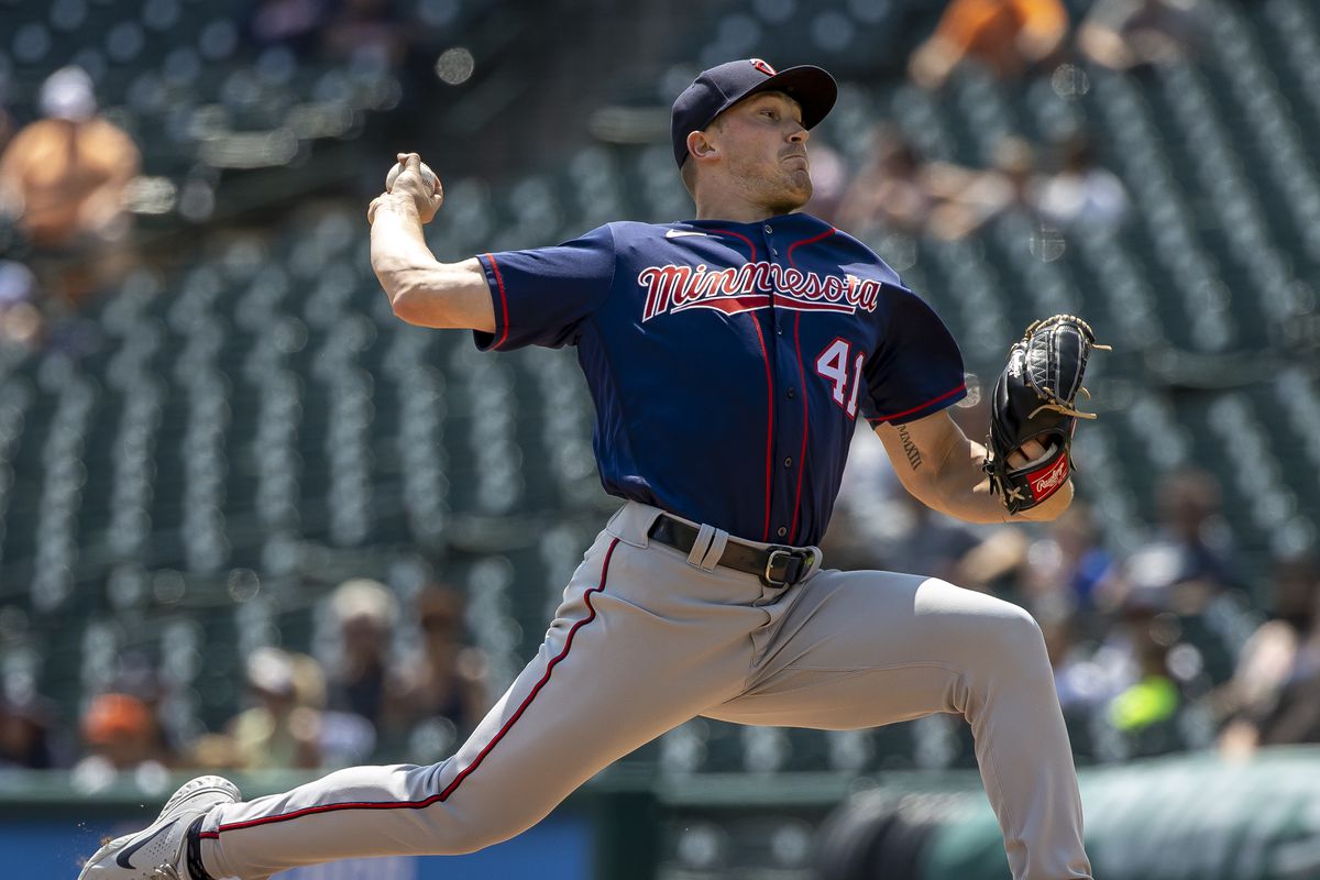 Beau Burrows #41 of the Minnesota Twins pitches during game one of a double header against the Detroit Tigers at Comerica Park on July 17, 2021 in Detroit, Michigan.
