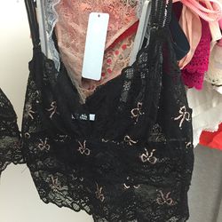 Black bralette with bow detail, $20