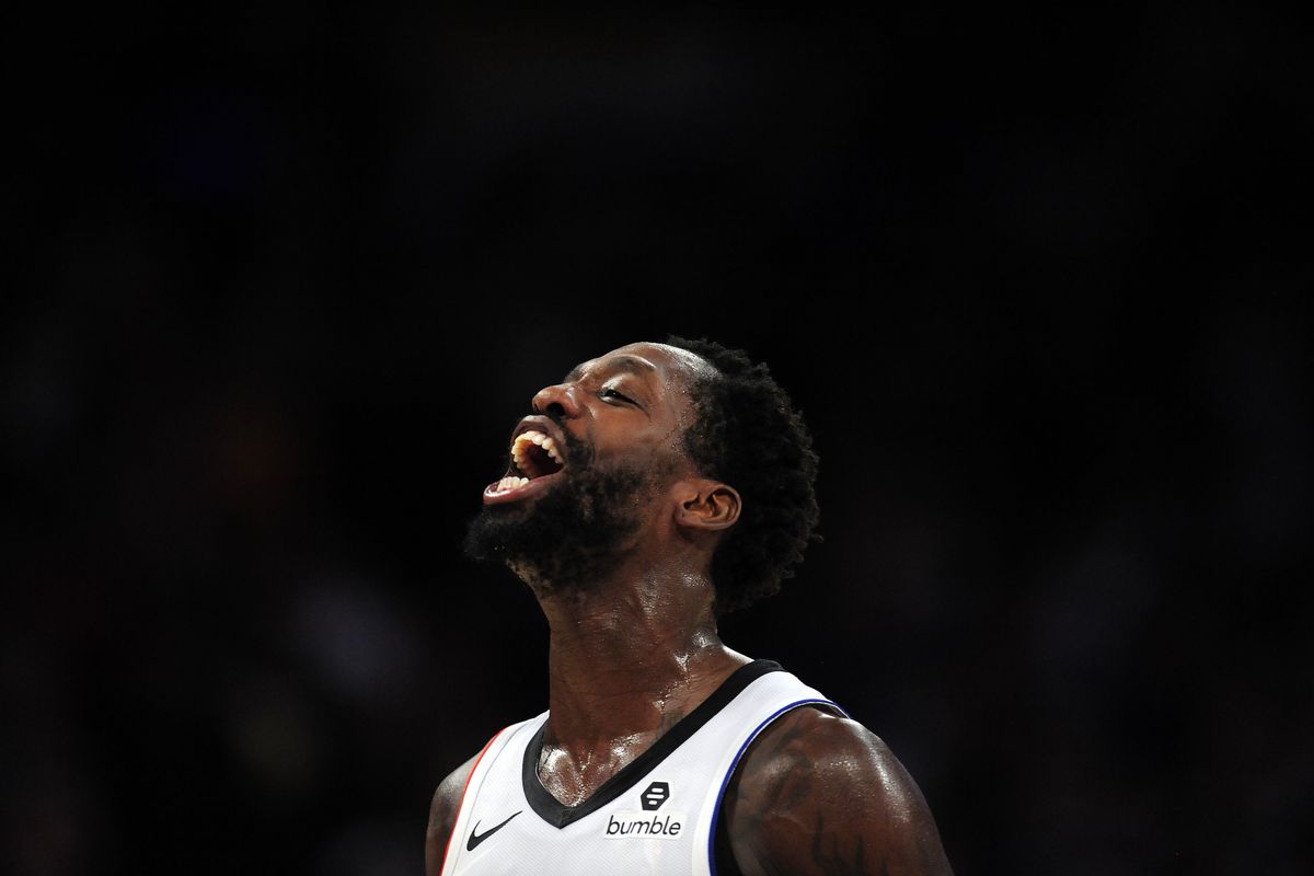 Los Angeles Clippers guard Patrick Beverley reacts during the 111-106 victory against the Los Angeles Lakers at Staples Center.
