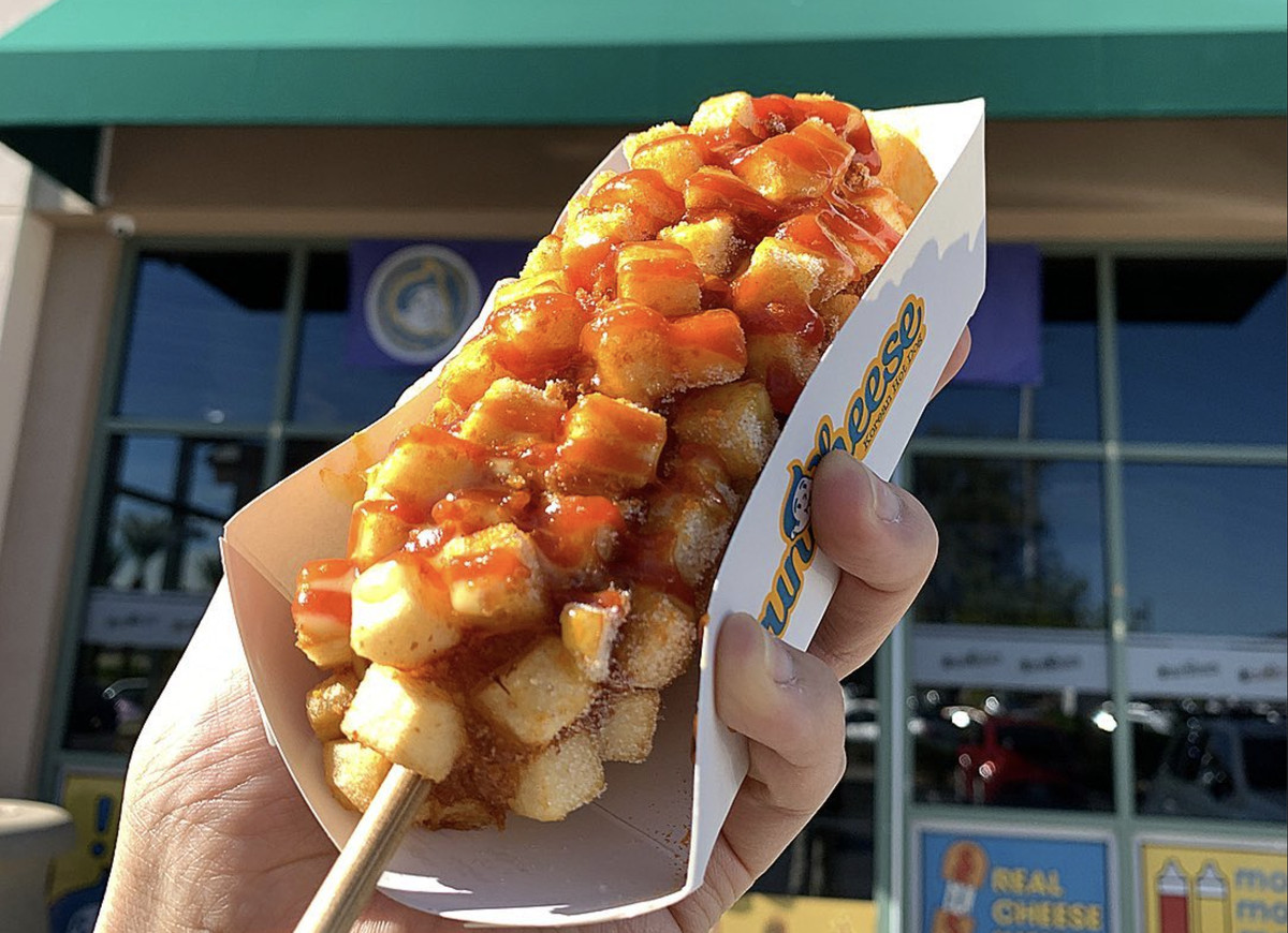 A potato-crusted corndog.