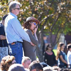 Community members gather at City Park during a memorial service for Grant Seaver in Park City on Saturday, Sept. 17, 2016.