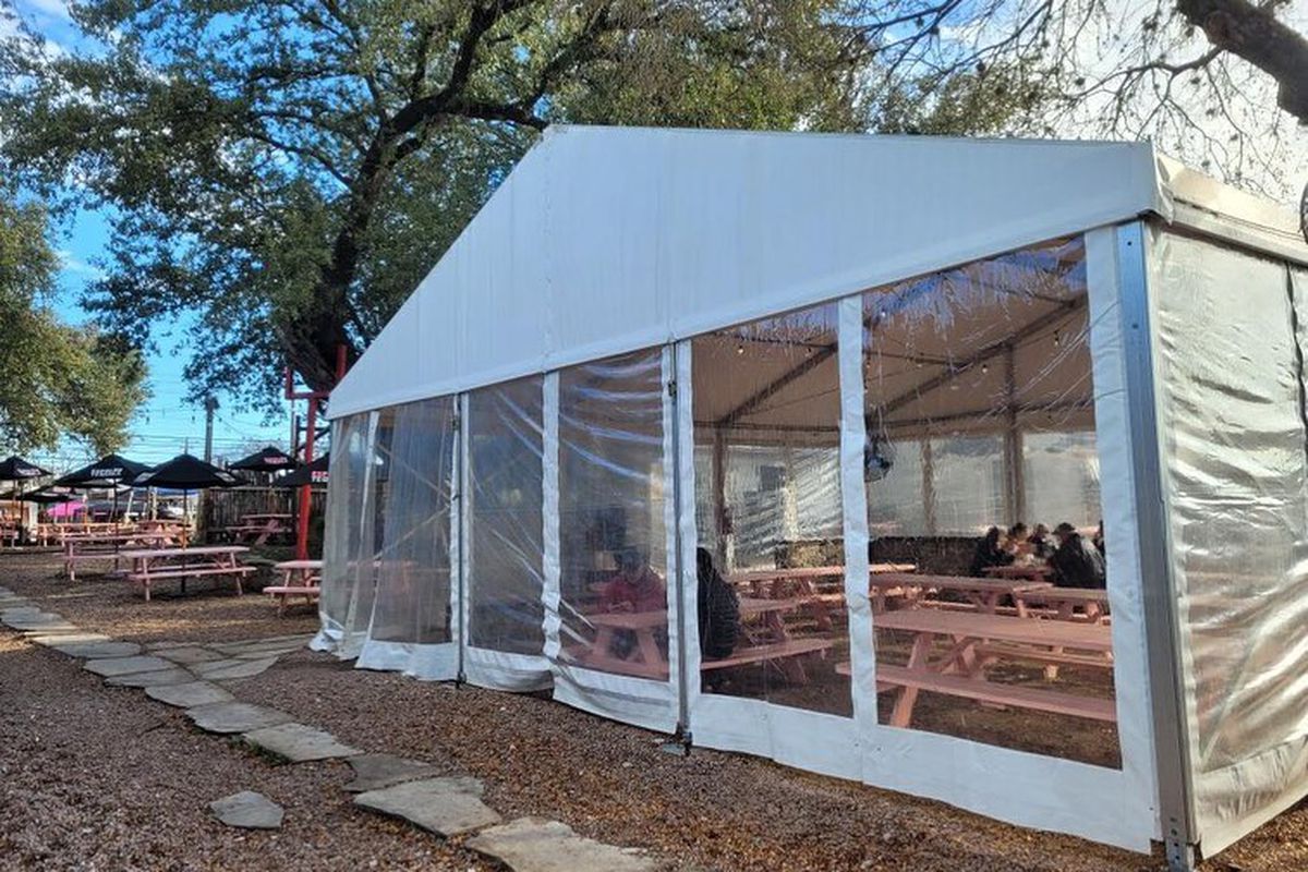 A tented patio.