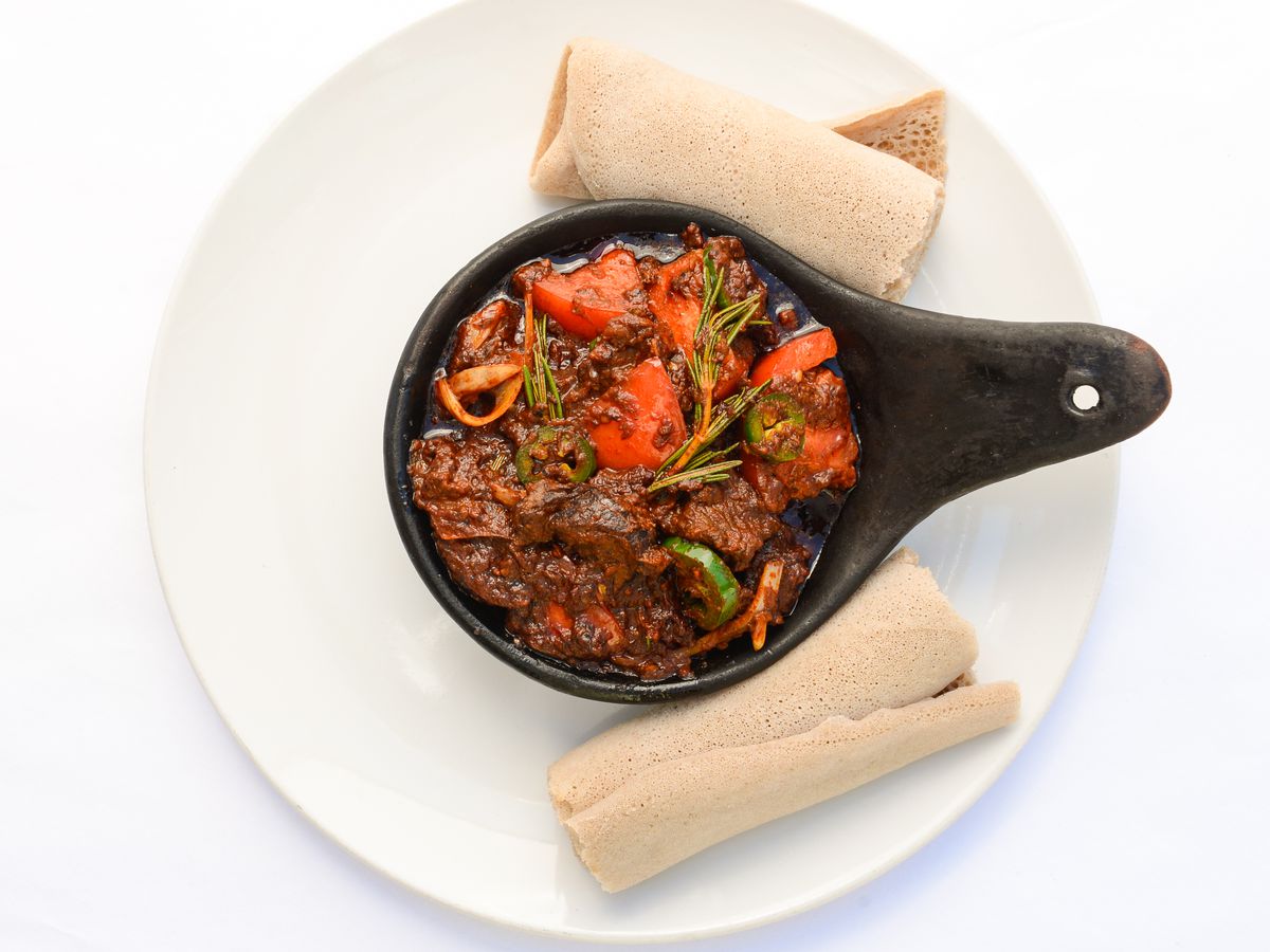 Cubed awaze beef tibs from Ethiopic